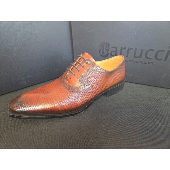 NWB Garrucci Leather Embosset Lizard Leather Loafers Shoes Size 9.5B Cognac main image 9